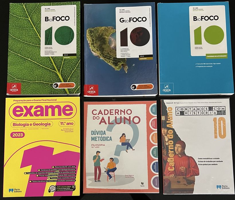 Manuais escolares 10 ano e exames 11 ano