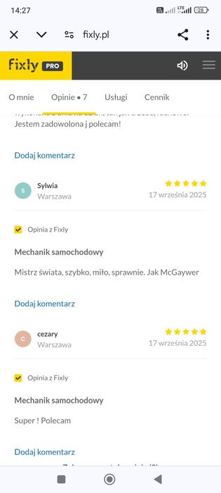 Mobilny MECHANIK/ELEKTRYK/DIAGNOSTYKA/Awaryjne otwieranie samochodów