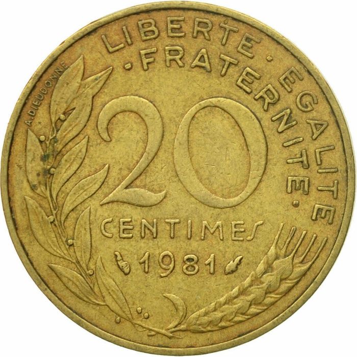 Moneta, Francja, Marianne, 20 Centimes, 1981