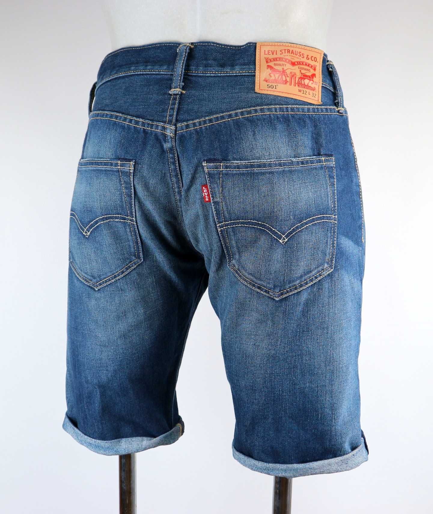 Levis 501 spodenki jeansowe szorty niewykończone W32 pas 2 x 41 cm