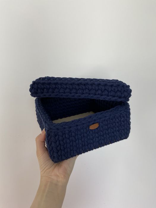 Koszyk ze sznurka bawełnianego 17 cm z pokrywką ok. 21 cm