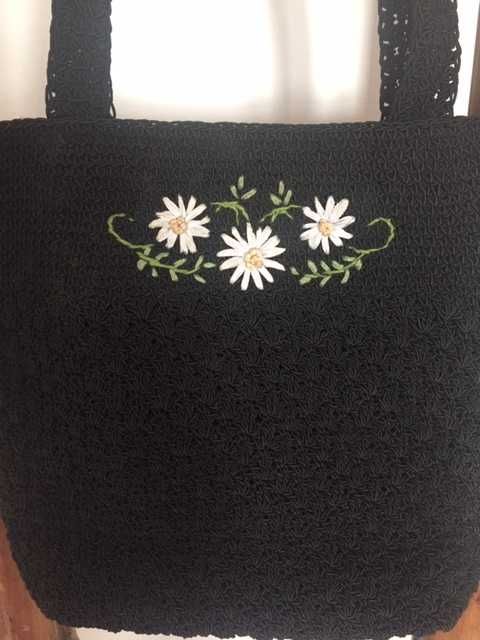 Bolsa Rendada Preta C/ Flores