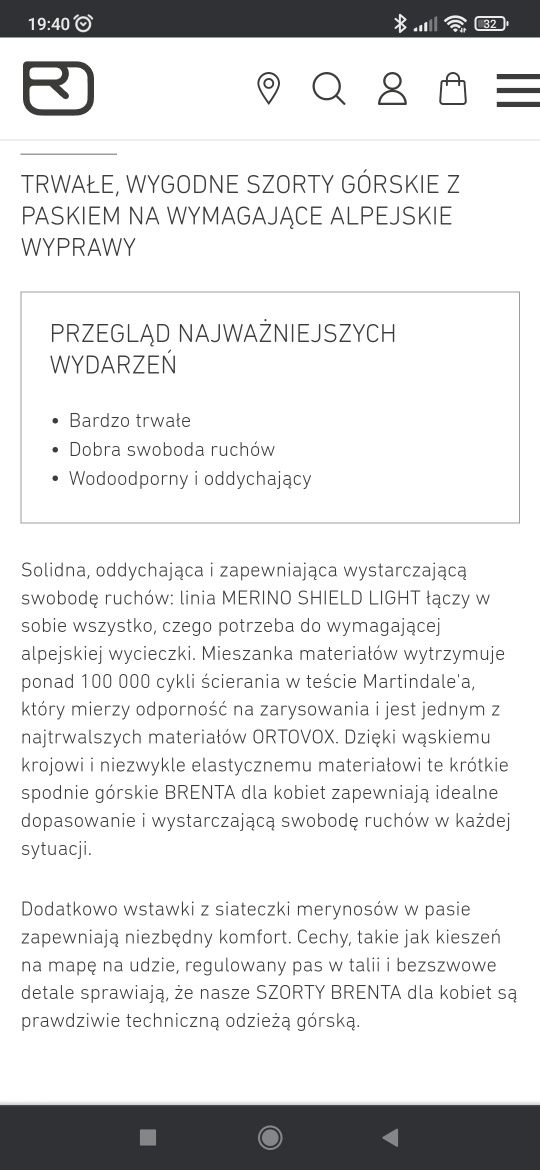 Spodenki turystyczne, górskie,  szorty Ortovox Brenta r.M