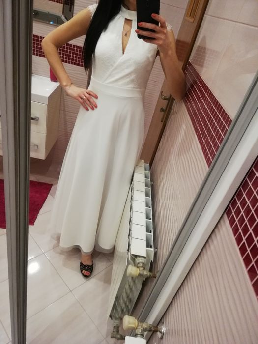 Nowa sukienka suknia maxi długa koronka koronkowa tiul 36 s ślub wesel