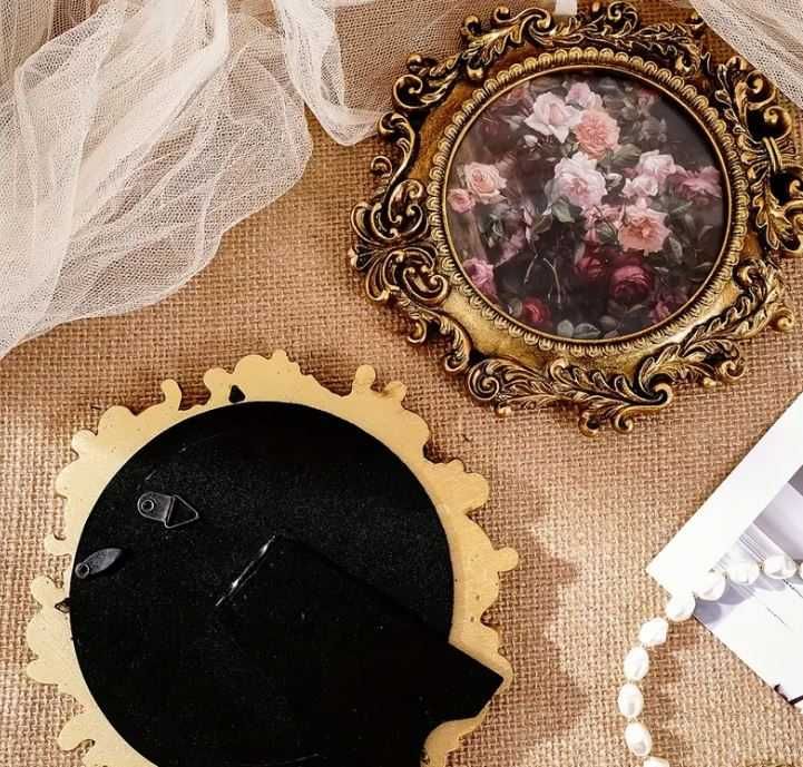 Nowa złota rama zdobiona vintage styl okrągła ramka