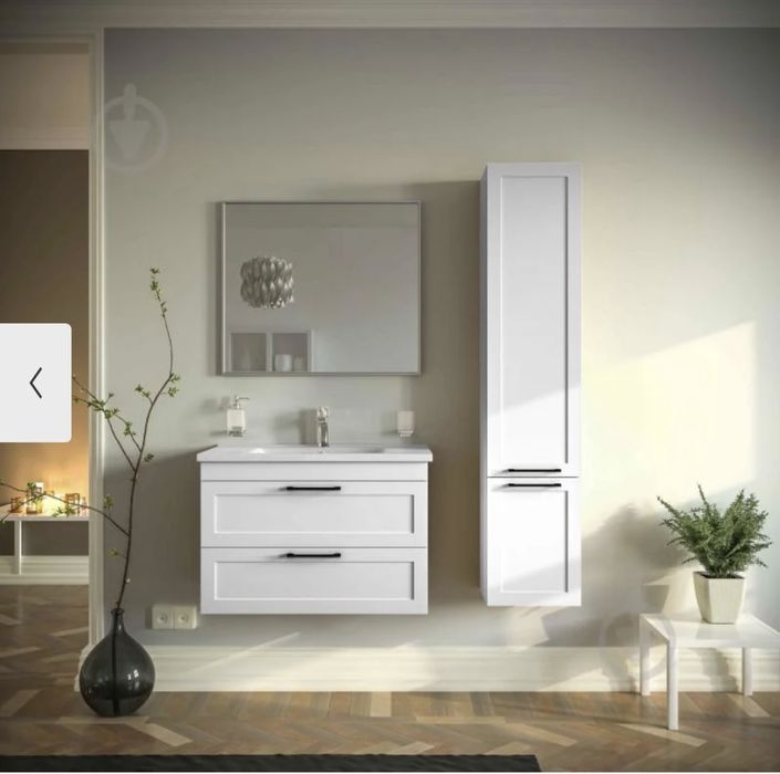 Тумба подвесная с умывальником, белый мат, 85 см, новая