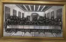 Quadro da última ceia de Cristo em estanho