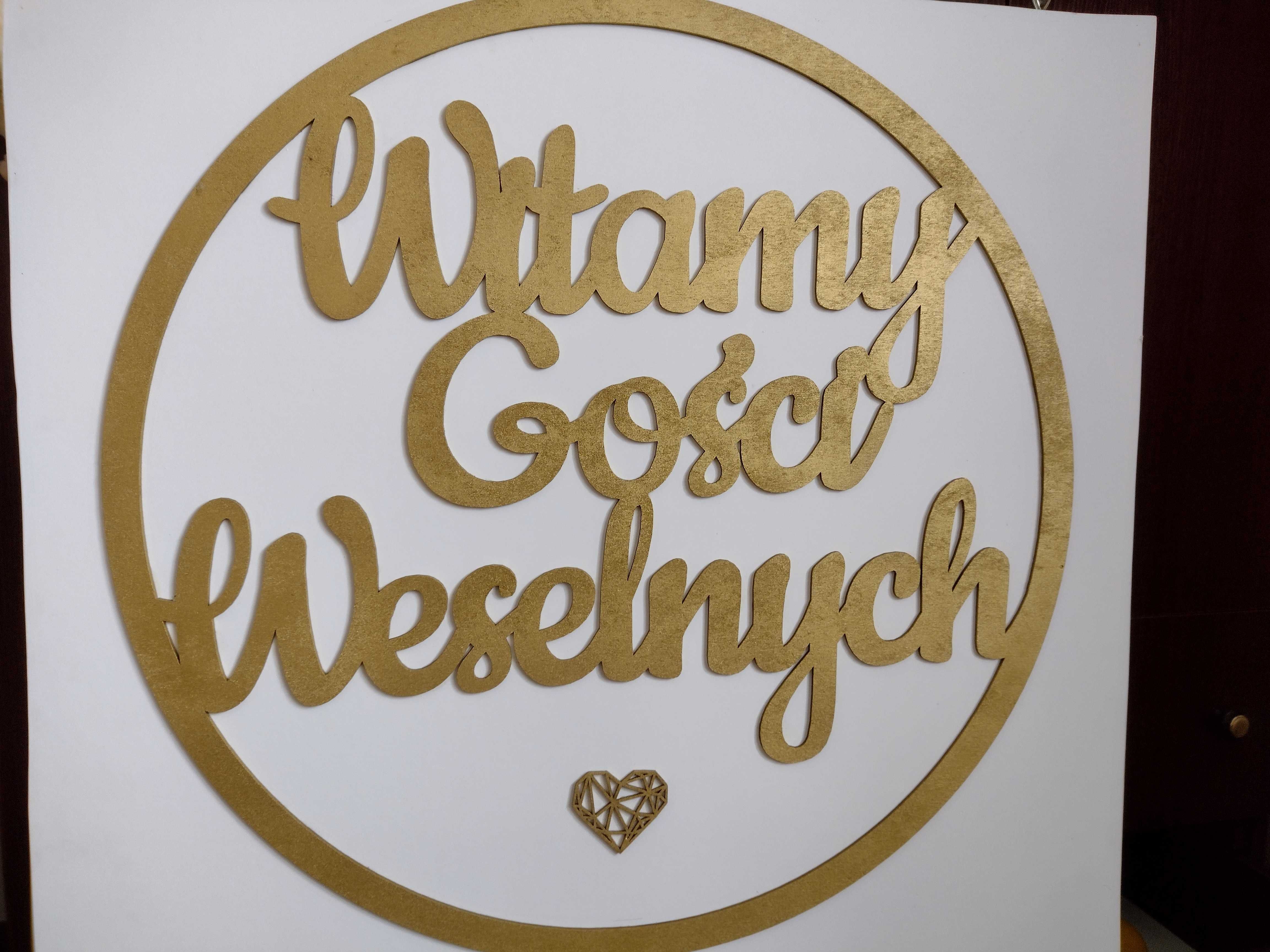 Napis ślubny Witamy Gości Weselnych