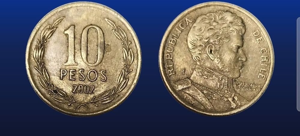 Moeda 10 pesos ano 2002