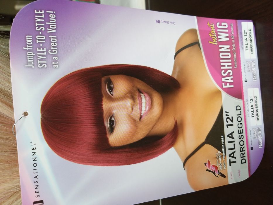 Peruka Hit !sztuczna blond różowa proste grzywka Sensationnel Talia