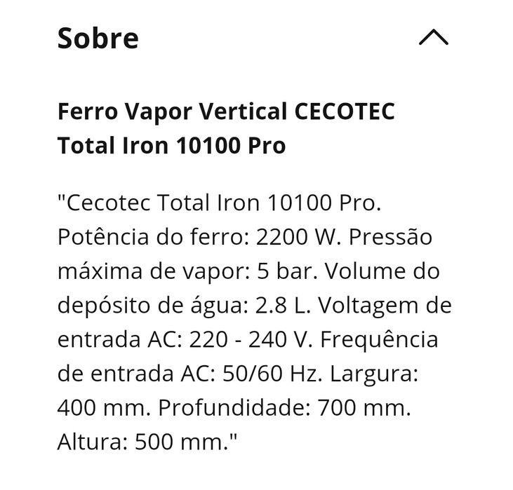Ferro a vapor Vertical CECOTEC