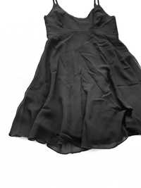 Szyfonowa krótka sukienka Topshop mała czarna na ramiaczkach M
