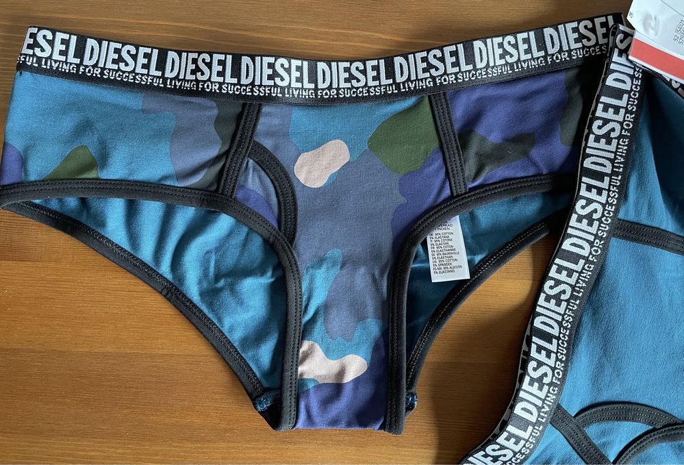 Diesel, синие хлопковые трусы, 100% оригинал, р. XS (34 см)