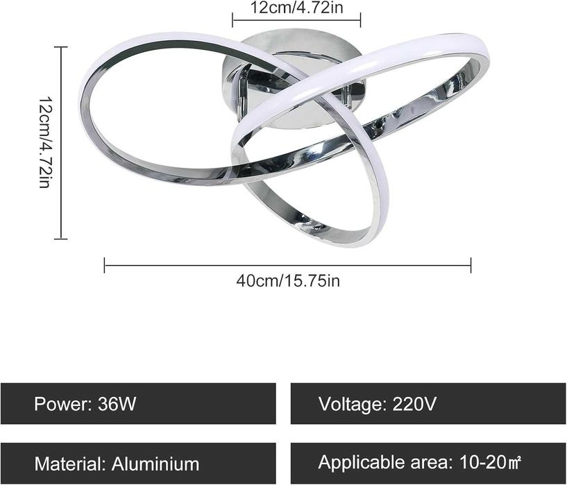 Duża Lampa sufitowa LED Comely, 30 W