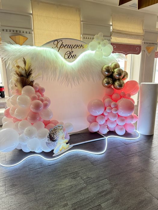 Гелеві та повітряні кульки, оформлення фотозон, коробки - сюрпризи