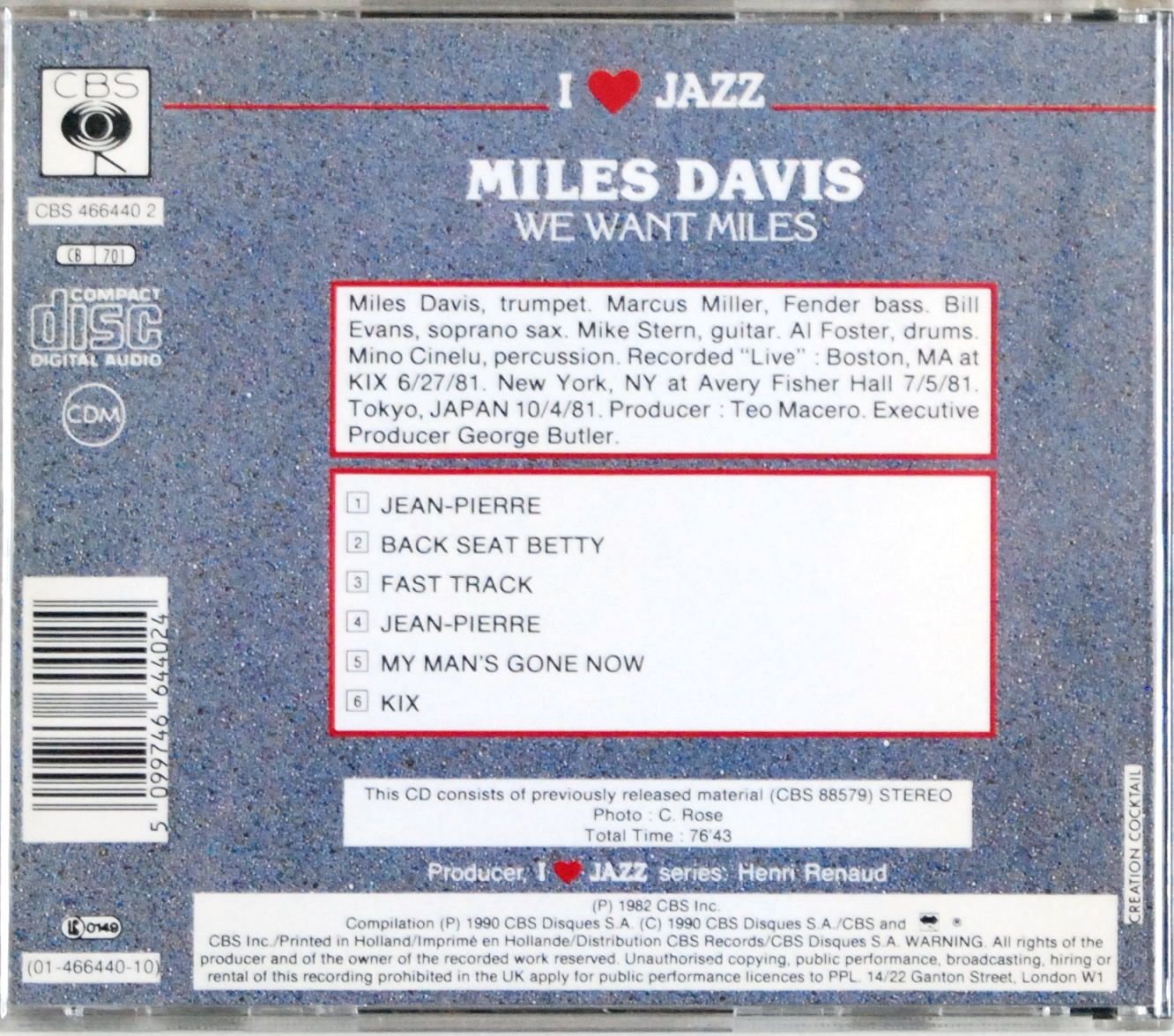 (CD) Miles Davis - We Want Miles s.BDB