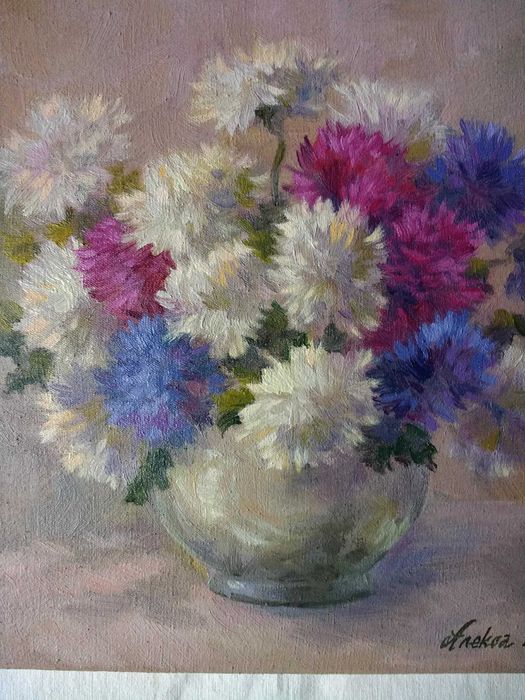 "Астры",картина маслом