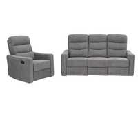 Komplet wypoczynkowy 3+1 sofa trzyosobowa fotel funkcja relaks szary