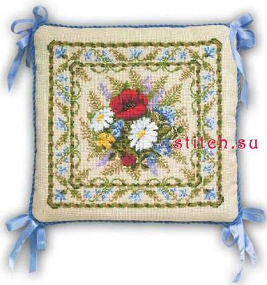 Залишки Набору для вишивання подушки Riolis 065 Ромашки і маки