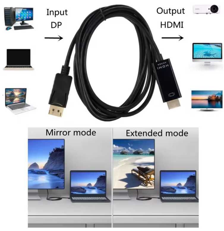 1.8m displayport para hdmi-cabo compatível 4k