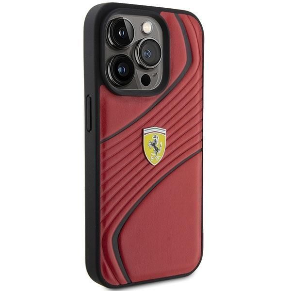 Etui Ferrari Twist Metal Logo Na Iphone 15 Pro - Czerwone