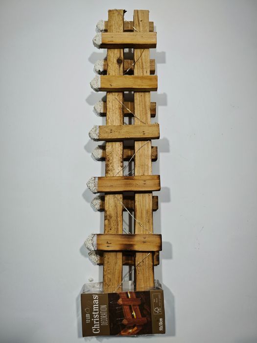 Płotek Ozdobny Rozkładany Dekoracja Świąteczna Z Lampkami 12 Led 90x10