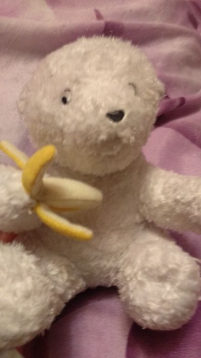 игрушка мягкая белый мишка медведь с бананом