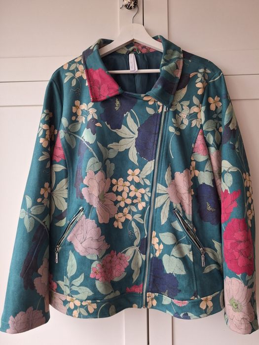 Kurtka ramoneska kwiaty ptaki jesień jak medicine