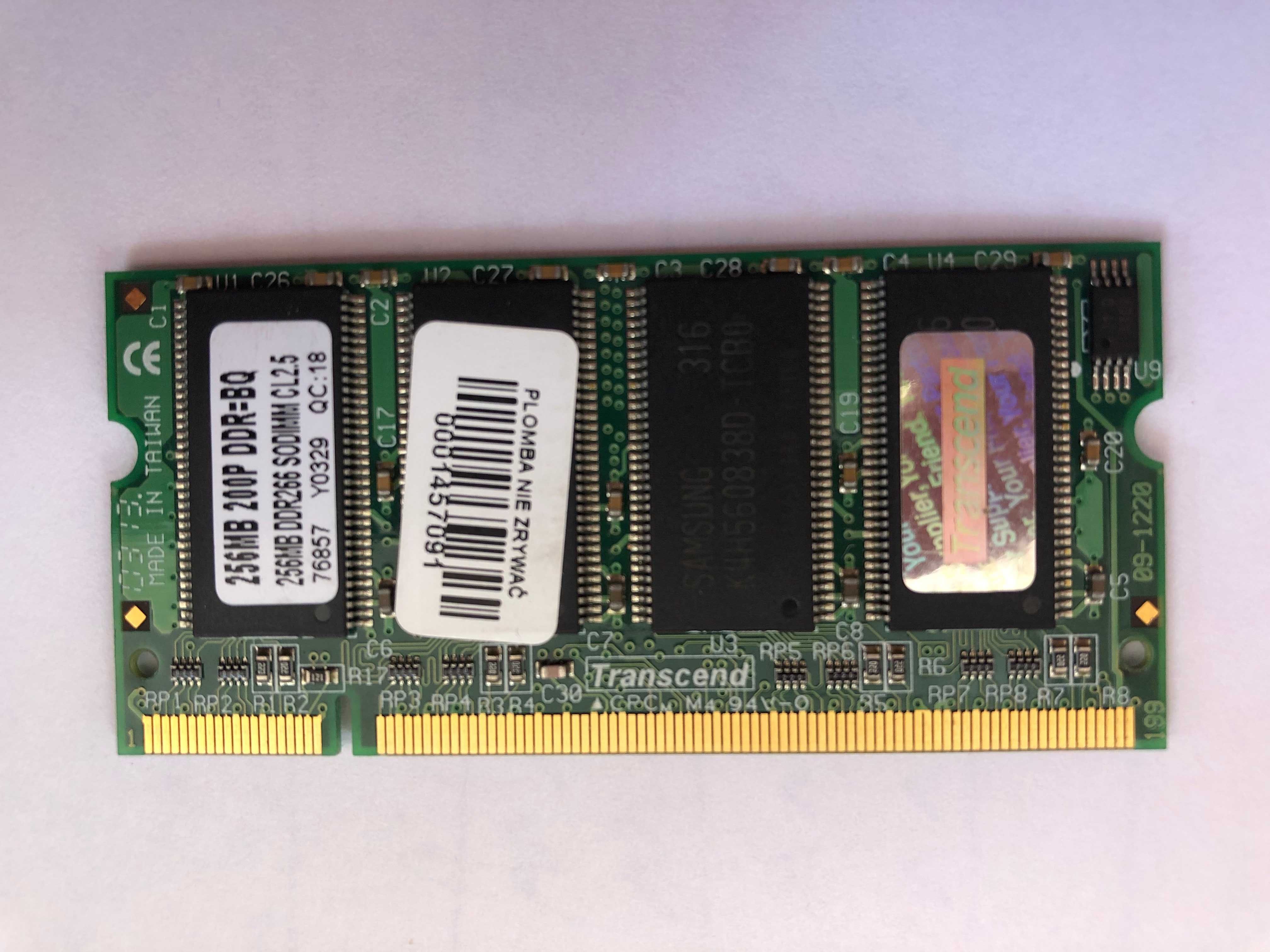 Pamięć RAM  DDR 256MB  do laptopa