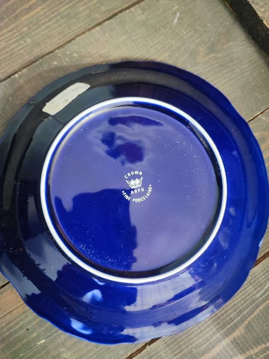Patera półmisek kobalt  kwiaty Crown