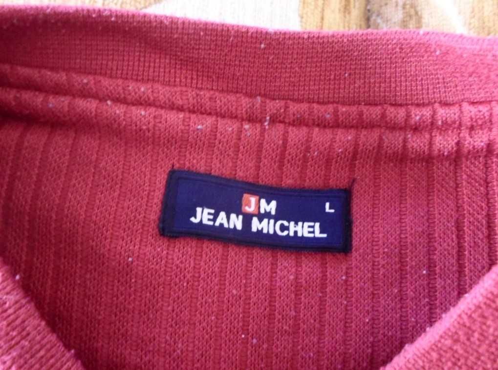 Czerwony bordo damski męski sweter Jean Michel 40 L kieszeń