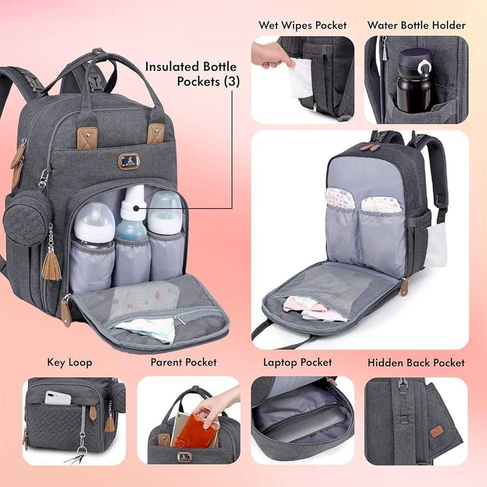 Mochila Maternidade c/ resguardo e porta-chupetas