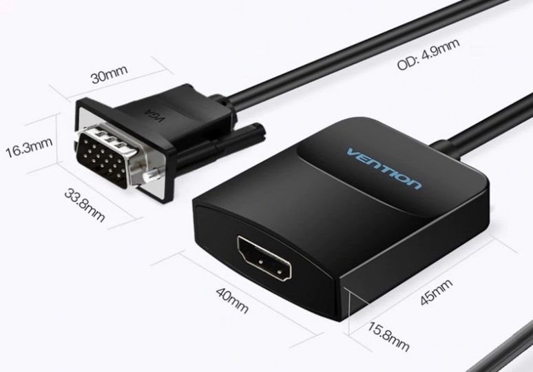 Перехідник VGA-HDMi зі звуком і живленням VEntion