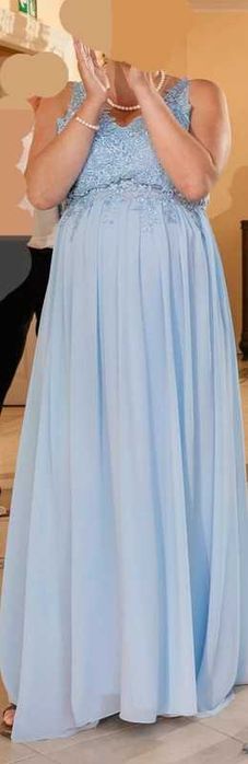 Długa Maxi Suknia błękitna jasnoniebieska baby blue r 42 Apart