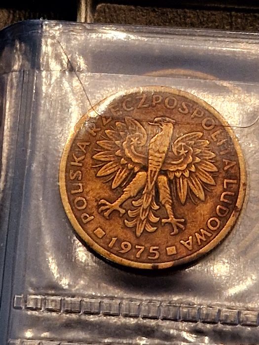 Moneta 2 zlote PRL z 1975 mosiądz bez znaku mennicy