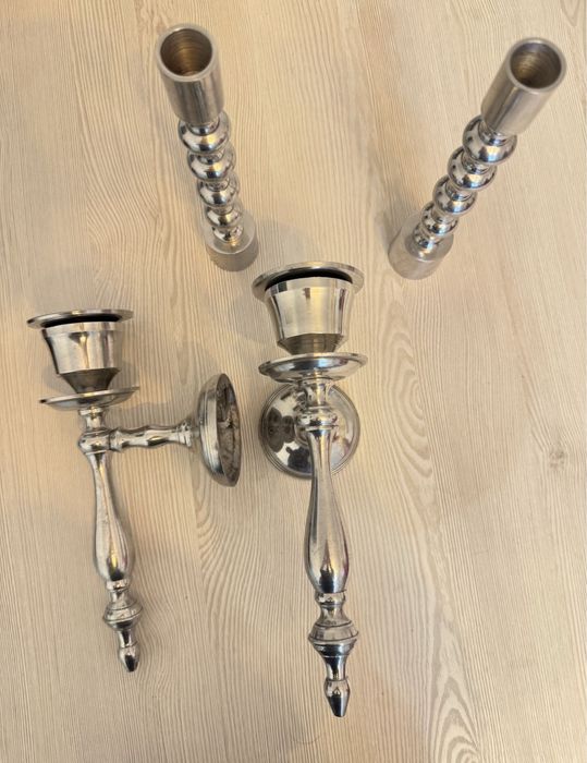 zestaw świeczników w stylu vintage