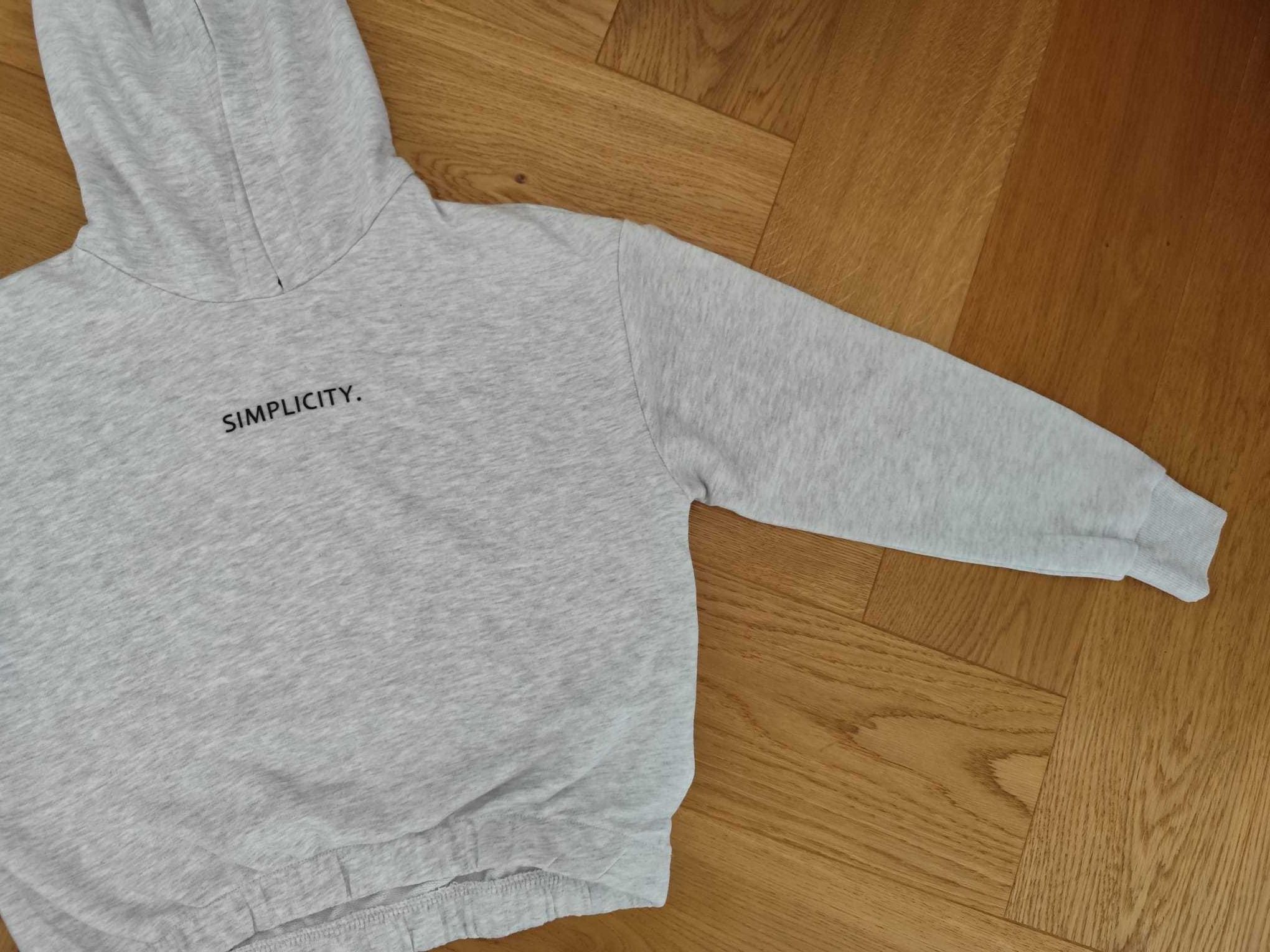 Nowa dziewczęca szara bluza z kapturem 146 152 hoodie