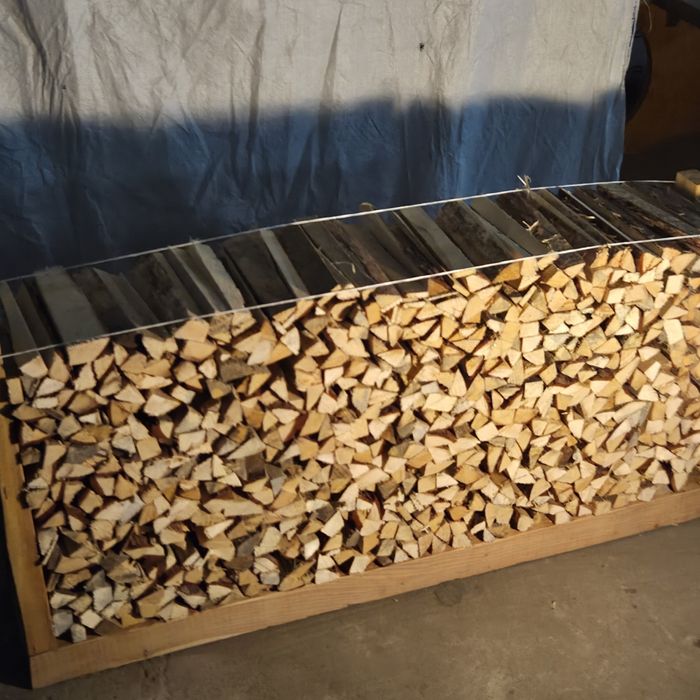 Drewno rozpałkowe 125dm³  na STELAŻU wygodnym i bezpiecznym, kominkowe