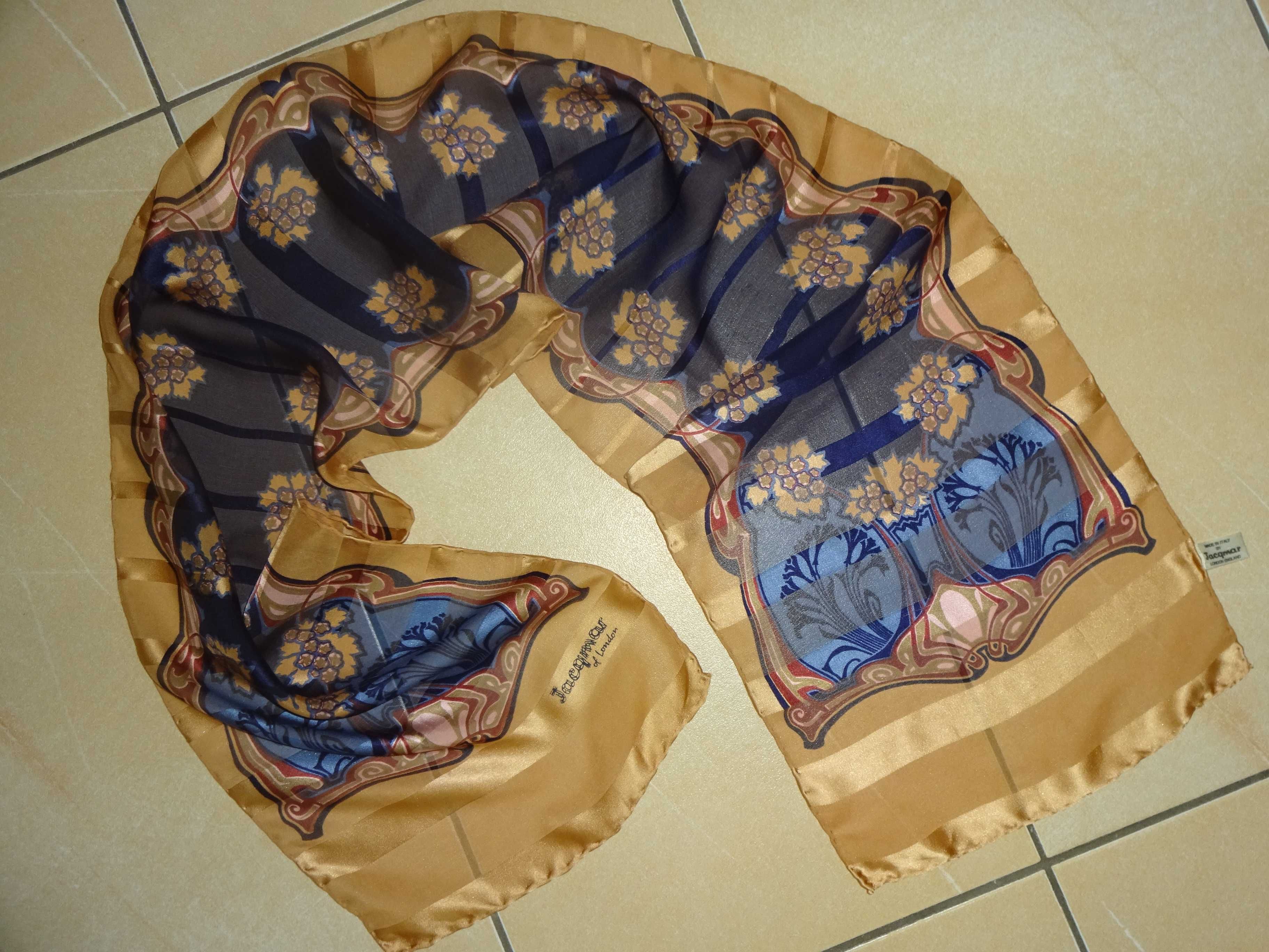JACQMAR of London 100% SILK jedwabny rolowany szal szalik apaszka