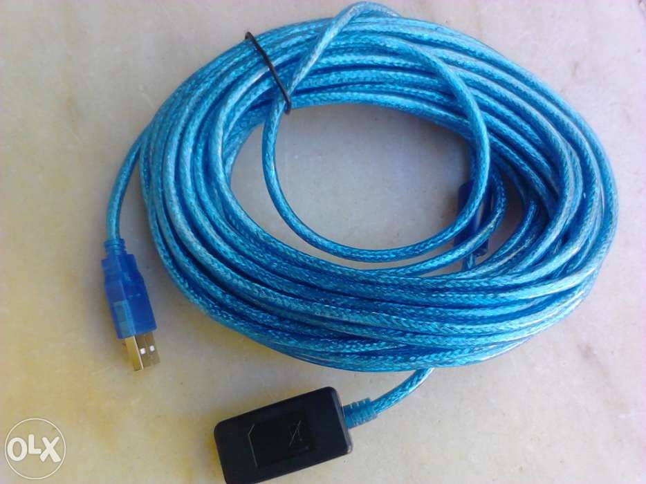 Cabo USB 2.0 ativo e blindado 10 metros (azul ou preto)