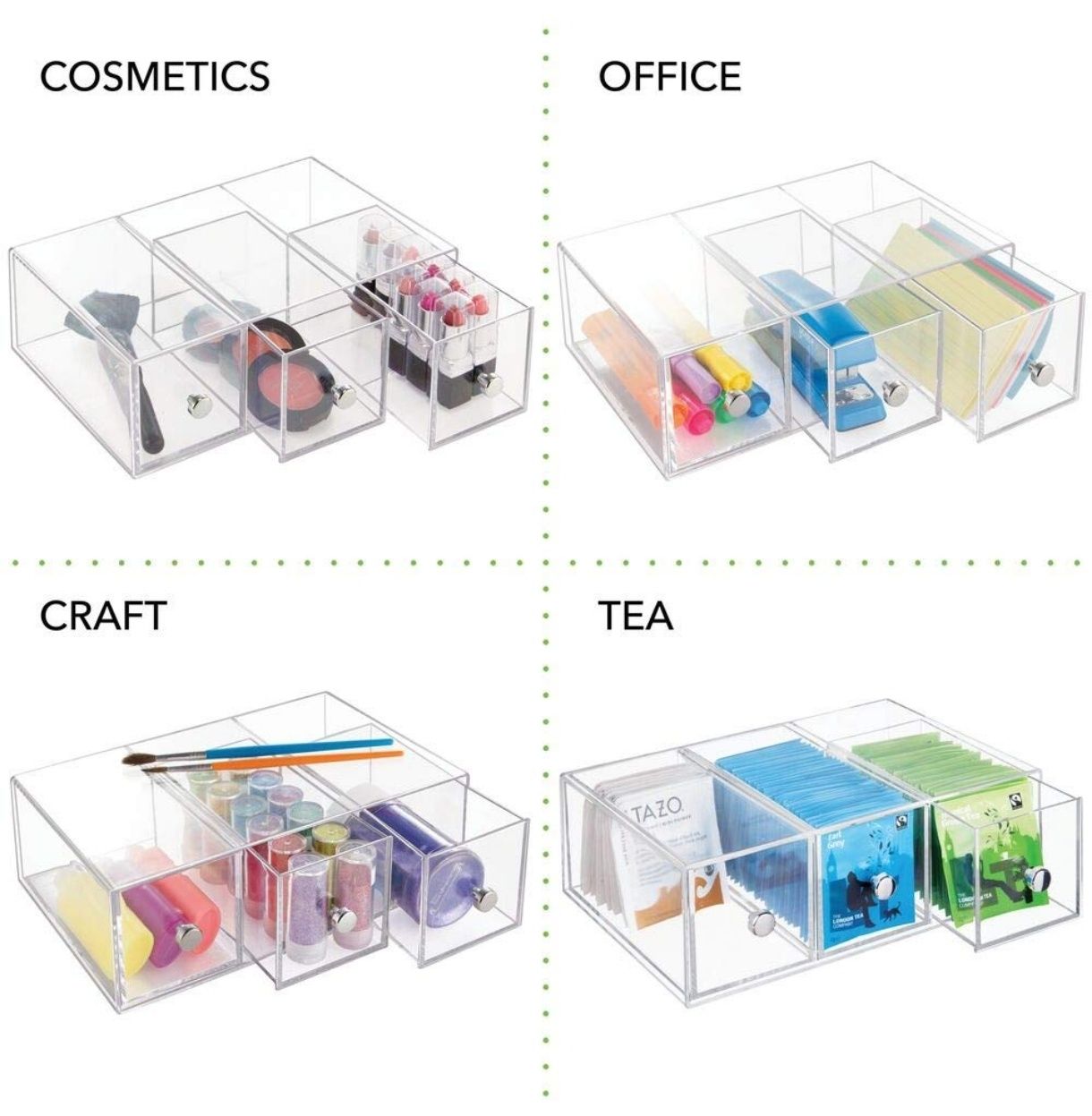 Eleganckie plastikowe pojemniki organizer