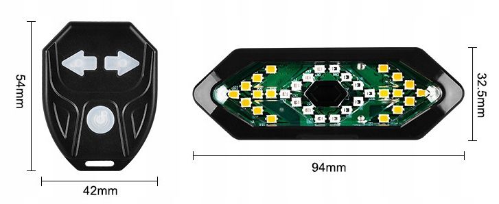 Lampka rowerowa LED tył kierunkowskazy + pilot USB sztyca tylna