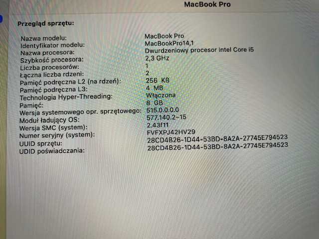 Macbook Pro Retina 2017 13,3" Intel Core i5 8 GB