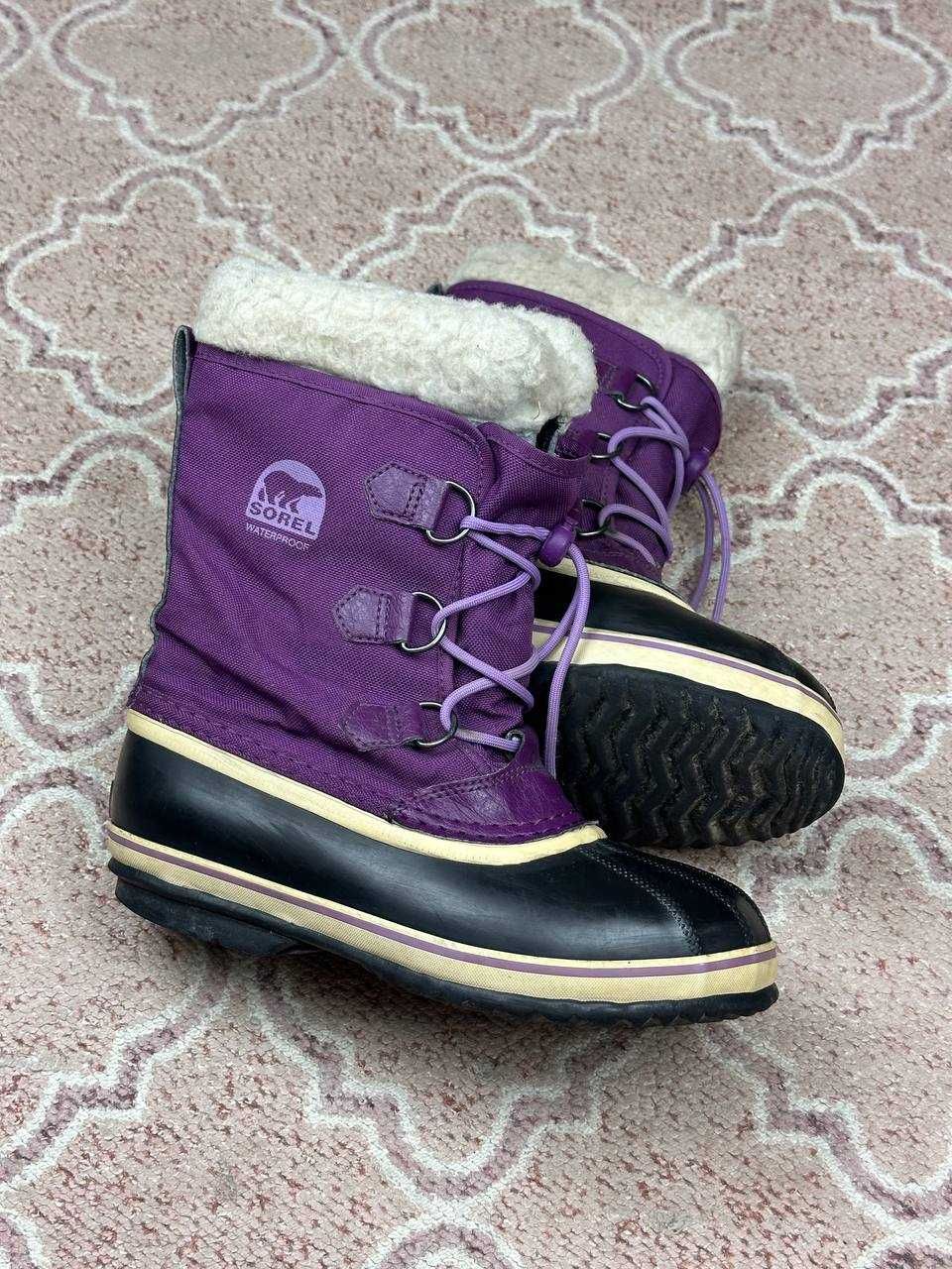 Sorel nylon waterproof faux fur śniegowce buty damskie zimowe gumowe