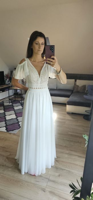 Suknia ślubna w stylu boho - top plus spódnica