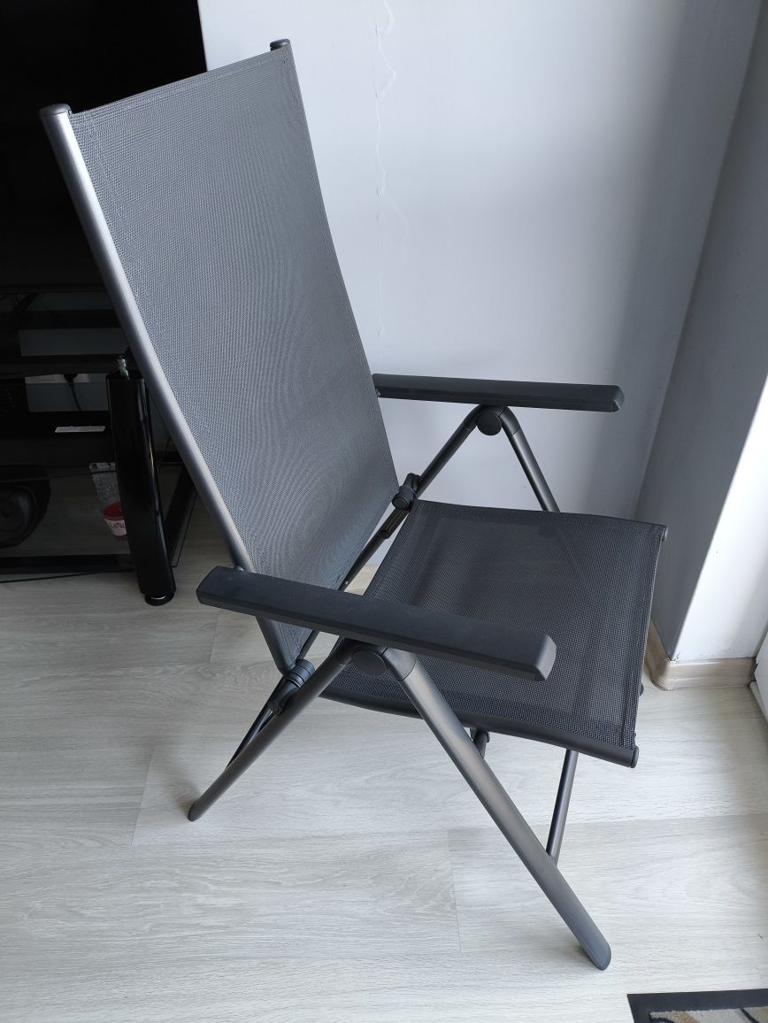 Fotel ogrodowy Livarno Houston , składany, aluminiowy, antracyt, 7 poz