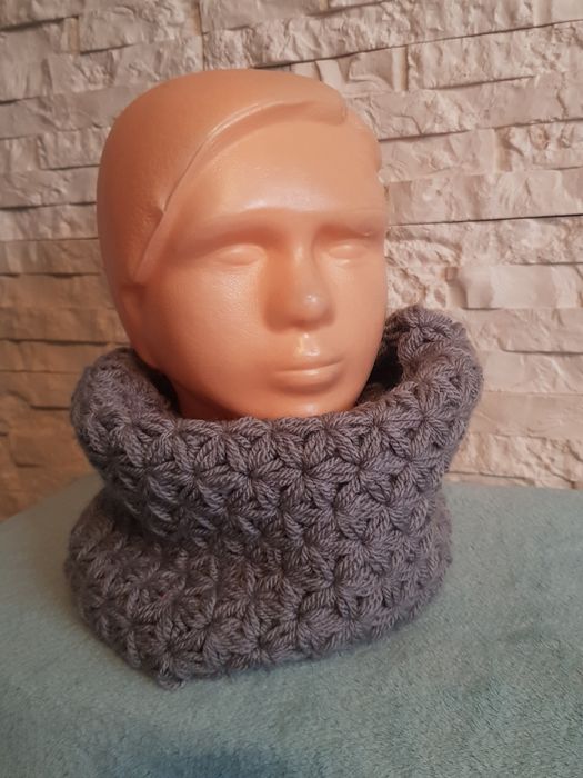 komin Handmade odcień szarość  lekka wygodny i ciepły