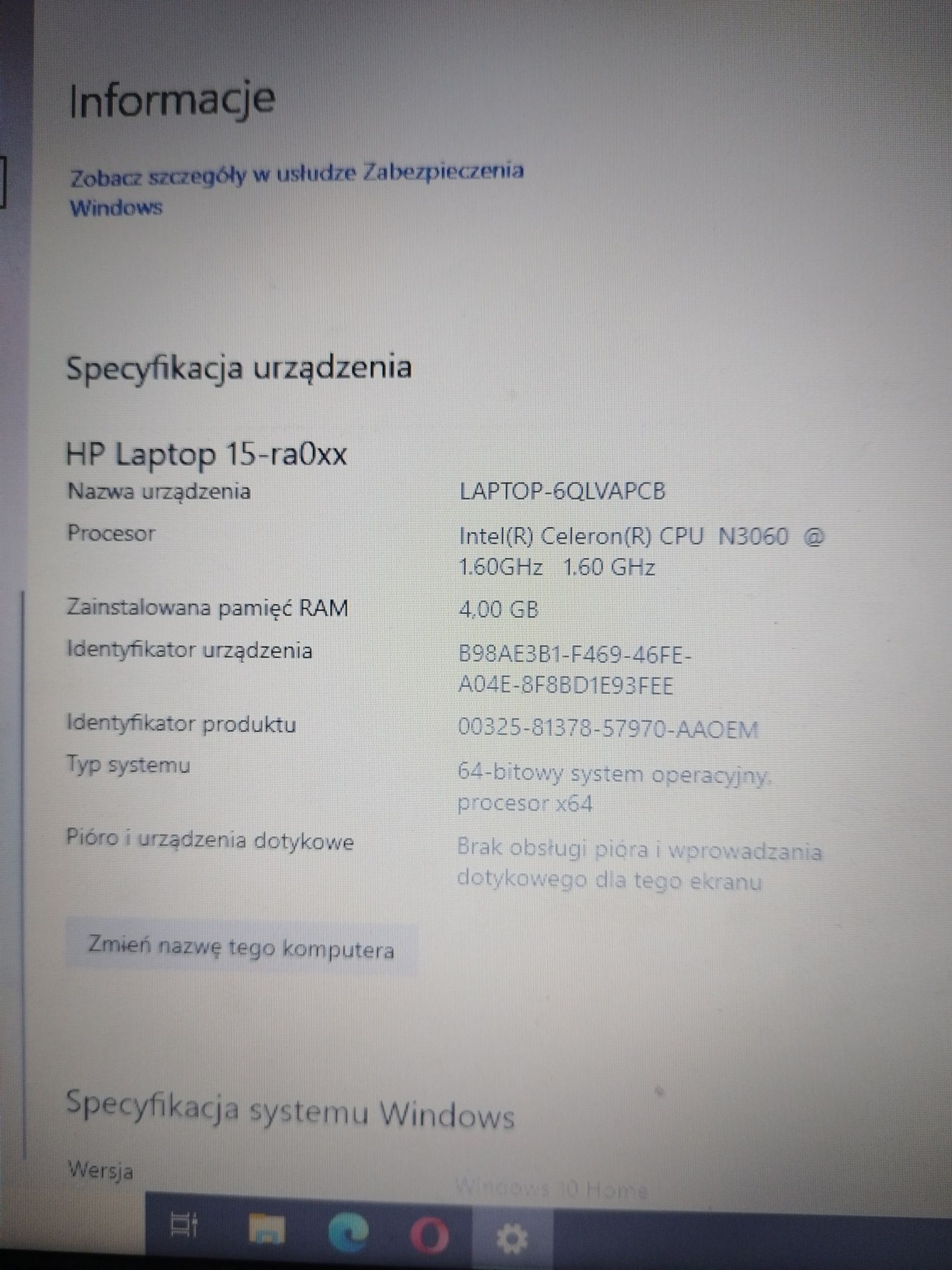 Laptop hp laptop 15-ra0xx