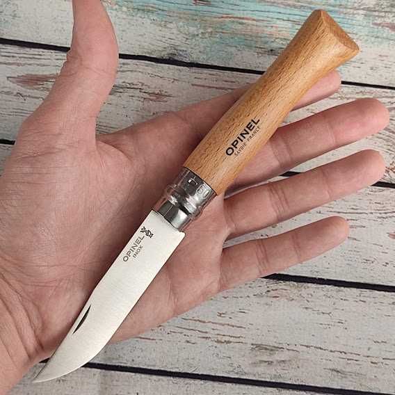 Opinel Inox 9 Франция кухонный острый нож сталь нержавейка  ручка бук