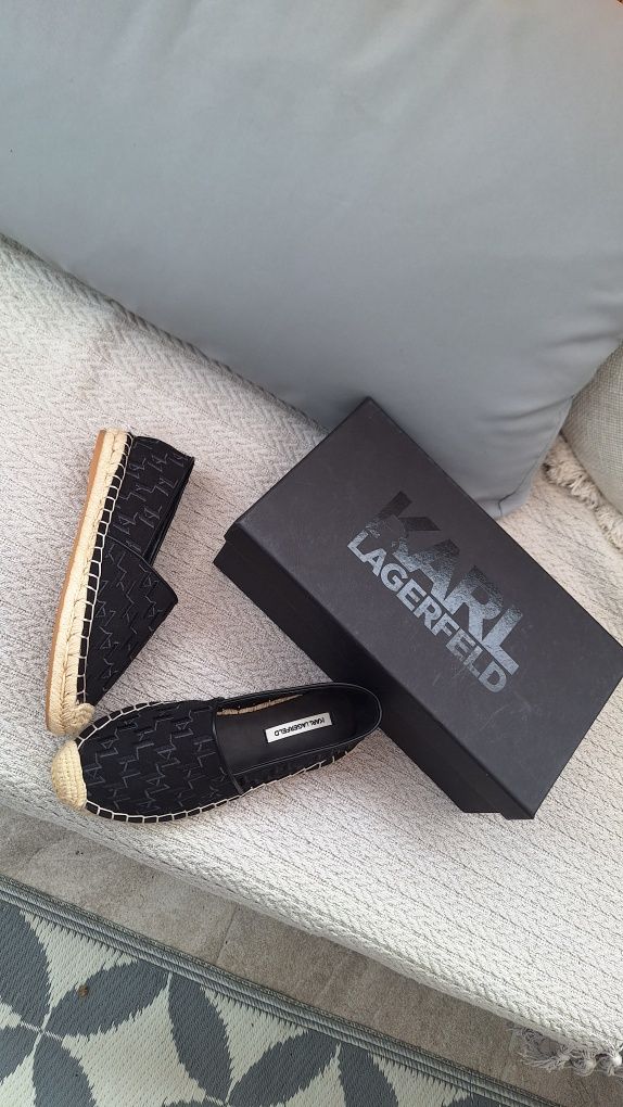 Nowe espadryle Karl Lagerfeld r 35 czarne logowane